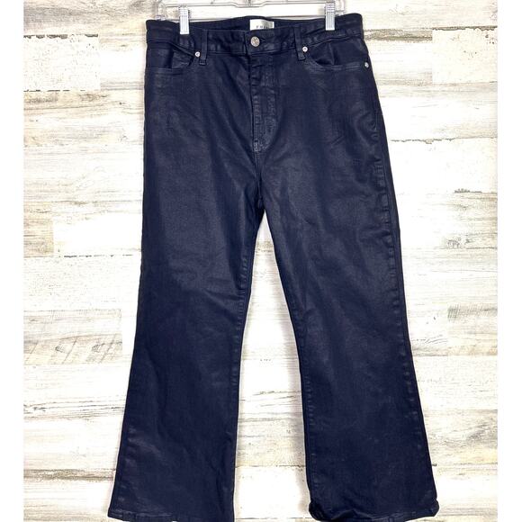 Frame Womens 32 Navy Blue Crop Mini Bootcut Shimmer Zip Denim Jeans NEW